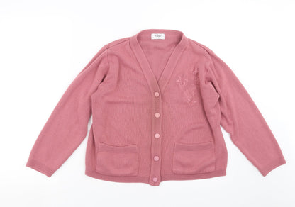Womens UK Size S Care Pink Cardigan Jumper