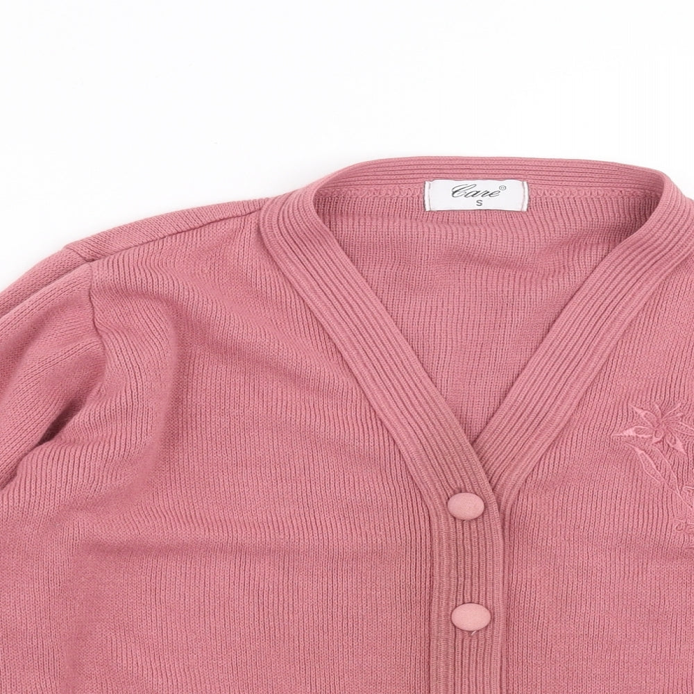 Womens UK Size S Care Pink Cardigan Jumper