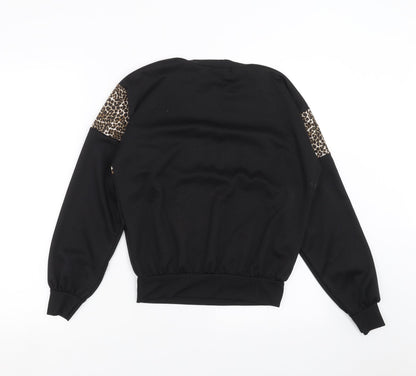 I SAW IT FIRST Womens Black Animal Print  Pullover Sweatshirt Size 10
