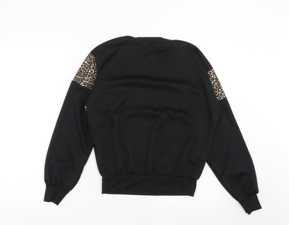 I SAW IT FIRST Womens Black Animal Print  Pullover Sweatshirt Size 10