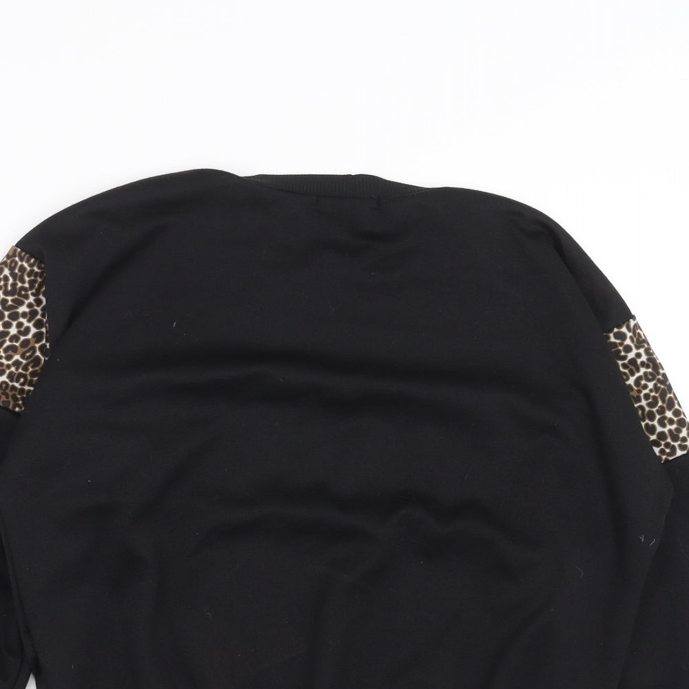 I SAW IT FIRST Womens Black Animal Print  Pullover Sweatshirt Size 10