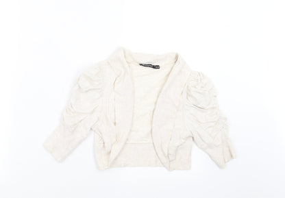 Primark Womens Ivory   Shrug Jumper Size 10  - Ruched Sleeve