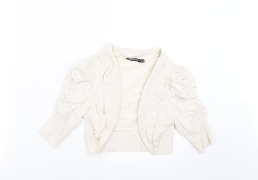 Primark Womens Ivory   Shrug Jumper Size 10  - Ruched Sleeve