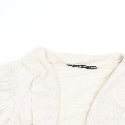 Primark Womens Ivory   Shrug Jumper Size 10  - Ruched Sleeve