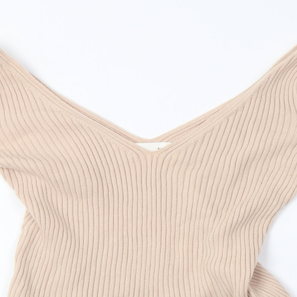 H&M Womens Beige  Knit Pullover Sweatshirt Size S