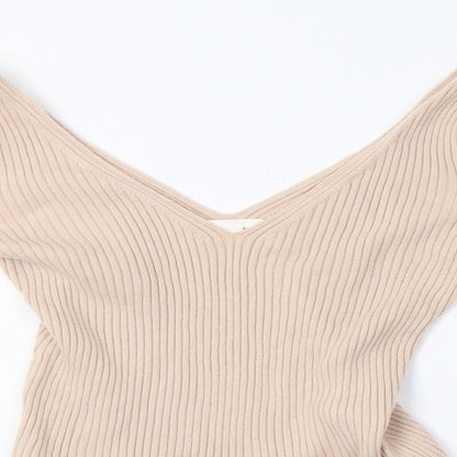 H&M Womens Beige  Knit Pullover Sweatshirt Size S