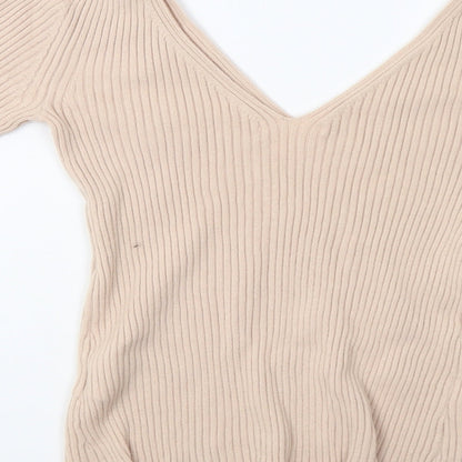 H&M Womens Beige  Knit Pullover Sweatshirt Size S