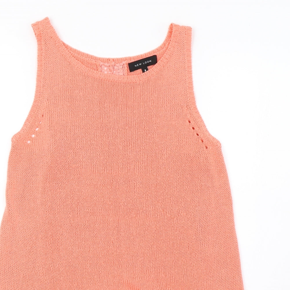 Womens UK Size 8 New Look Pink Basic Tank