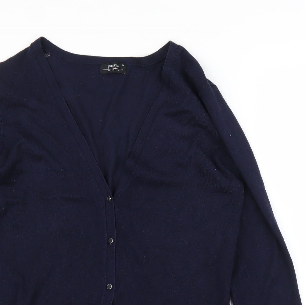Womens UK Size 14 Papaya Blue Cardigan Jumper