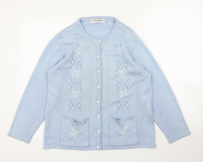 Beau Monde Womens Blue Floral  Cardigan Jumper Size M
