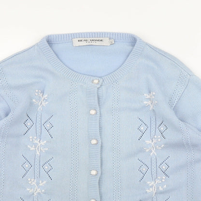 Beau Monde Womens Blue Floral  Cardigan Jumper Size M
