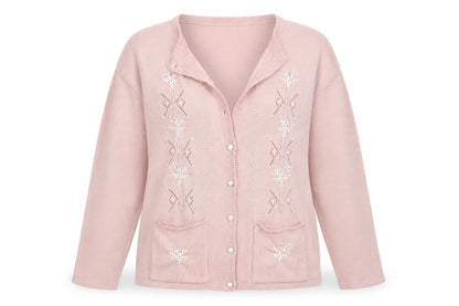 Beau Monde Womens Pink Floral  Cardigan Jumper Size M
