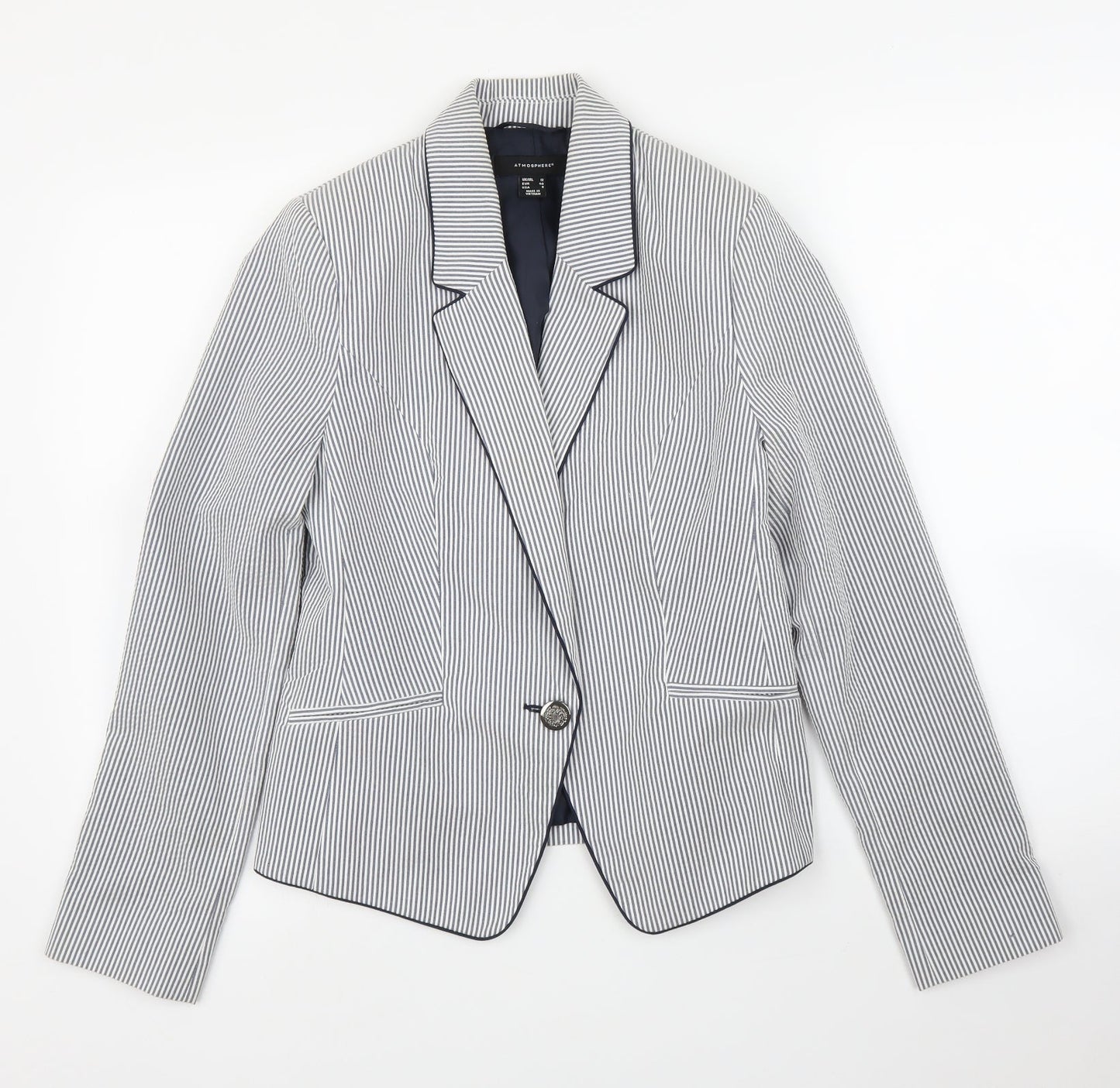 Primark Womens Blue Striped  Jacket Blazer Size 12