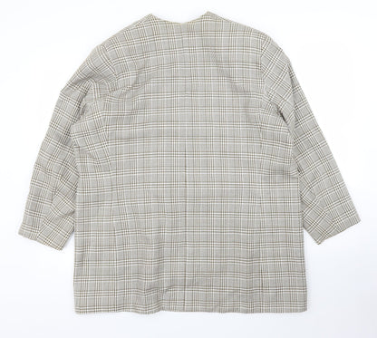 CHAD STEVENS Womens Beige Plaid Rayon Jacket Blazer Size 46