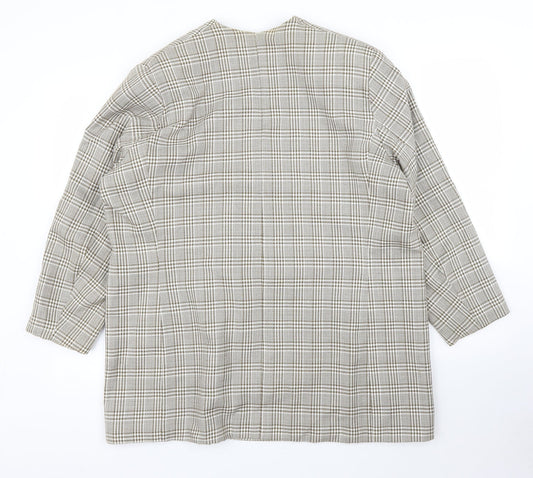 CHAD STEVENS Womens Beige Plaid Rayon Jacket Blazer Size 46