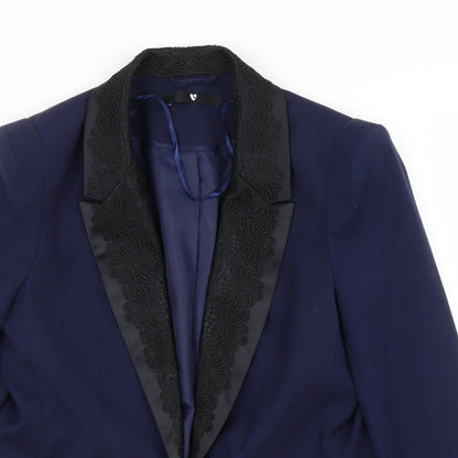 Very Womens Blue Floral  Jacket Blazer Size 14