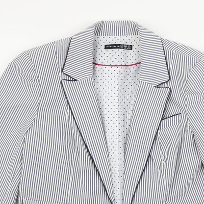 Atmosphere Womens Blue Striped  Jacket Sport Coat Size 12