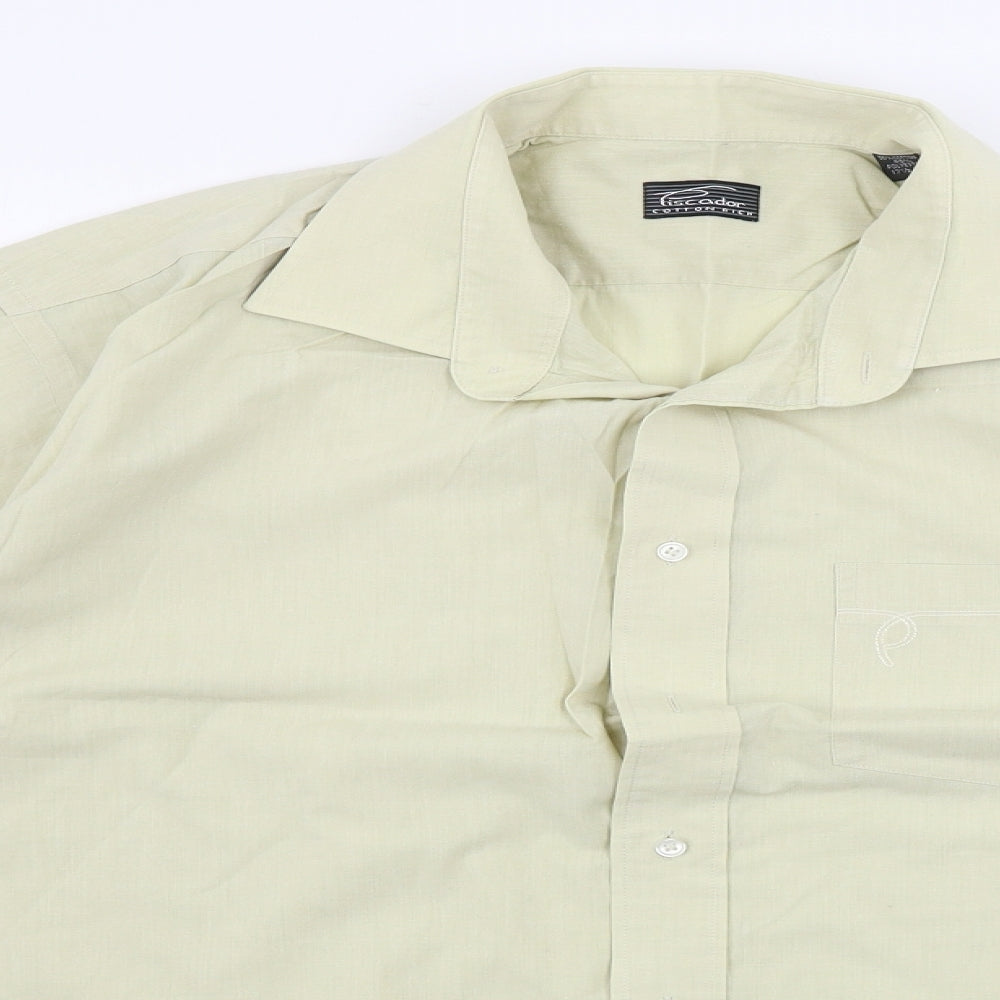 Mens UK Size 17 Piscador Beige  Button-Up Long Sleeve Casual Shirt