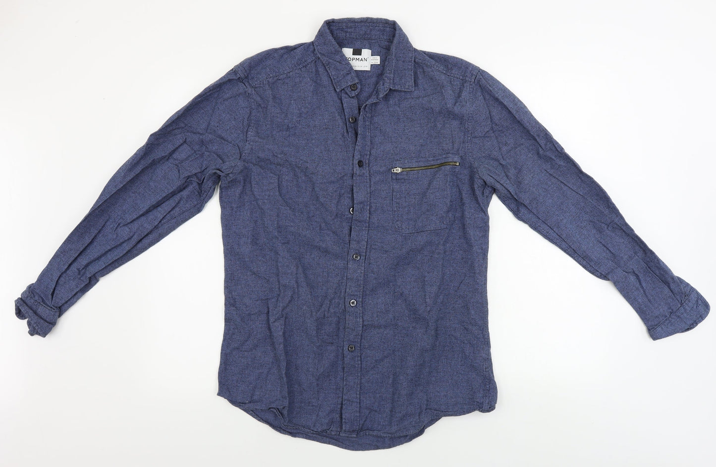 Topman  Mens Blue Check   Button-Up Size M
