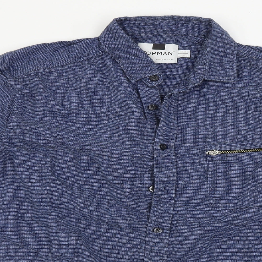 Topman  Mens Blue Check   Button-Up Size M