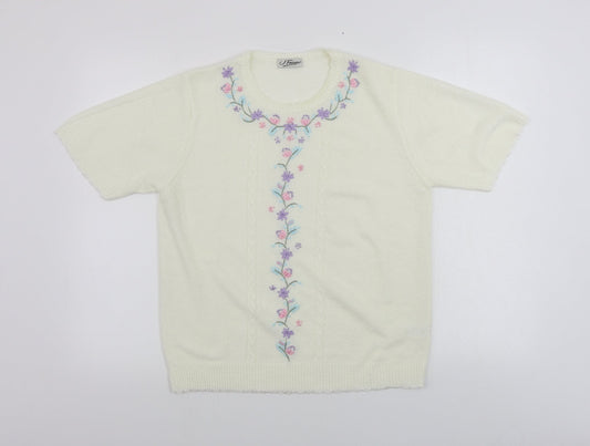 Littlewoods  Womens Beige Floral  Pullover Jumper Size 10