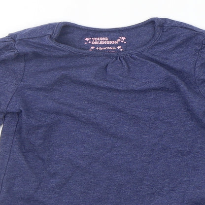 Young Dimension Girls Blue   Basic T-Shirt Size 4-5 Years