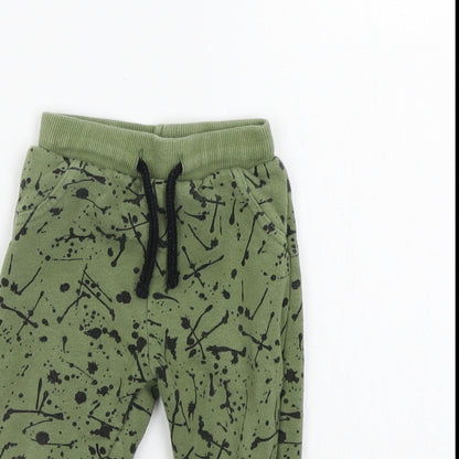 FRED & FLO Girls Green Geometric  Jogger Leggings Size 6-9 Months  - Elasticated Waist