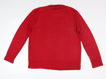 Womens UK Size M CHIC Red Pullover Jumper