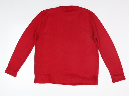 Womens UK Size M CHIC Red Pullover Jumper