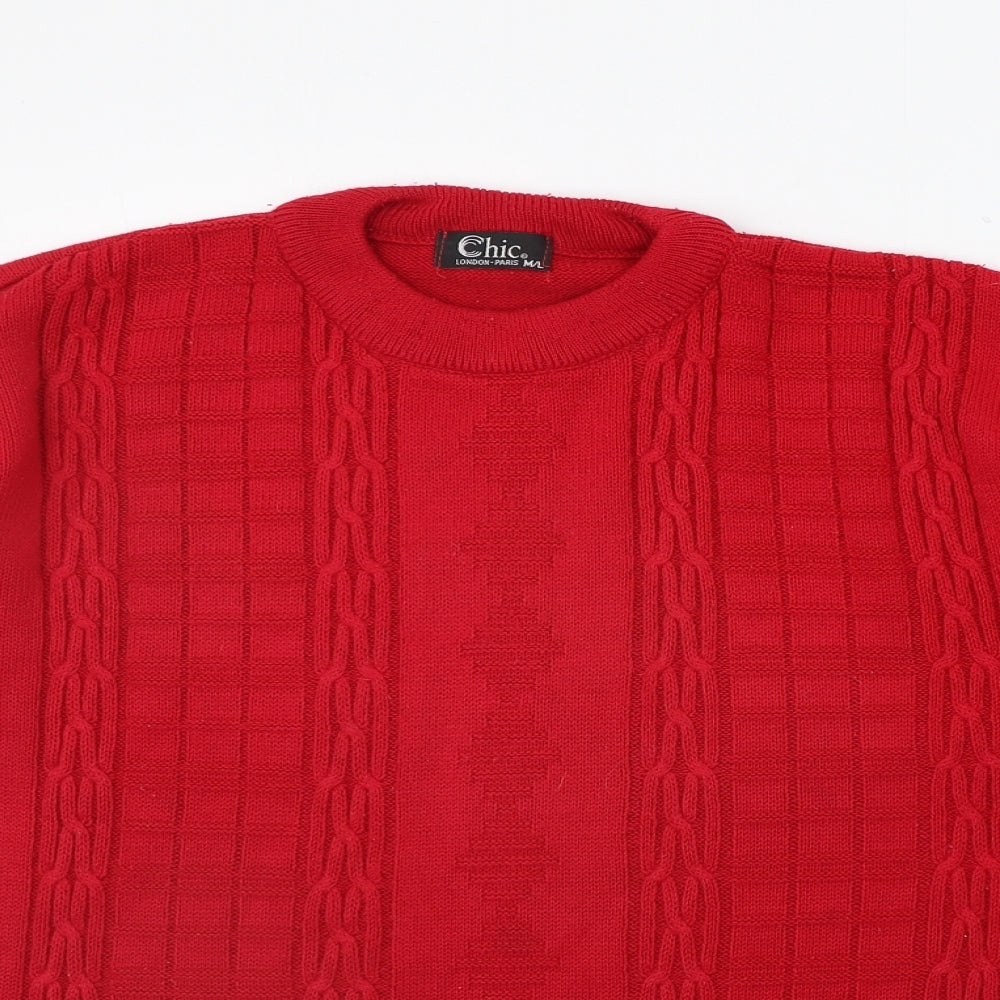 Womens UK Size M CHIC Red Pullover Jumper