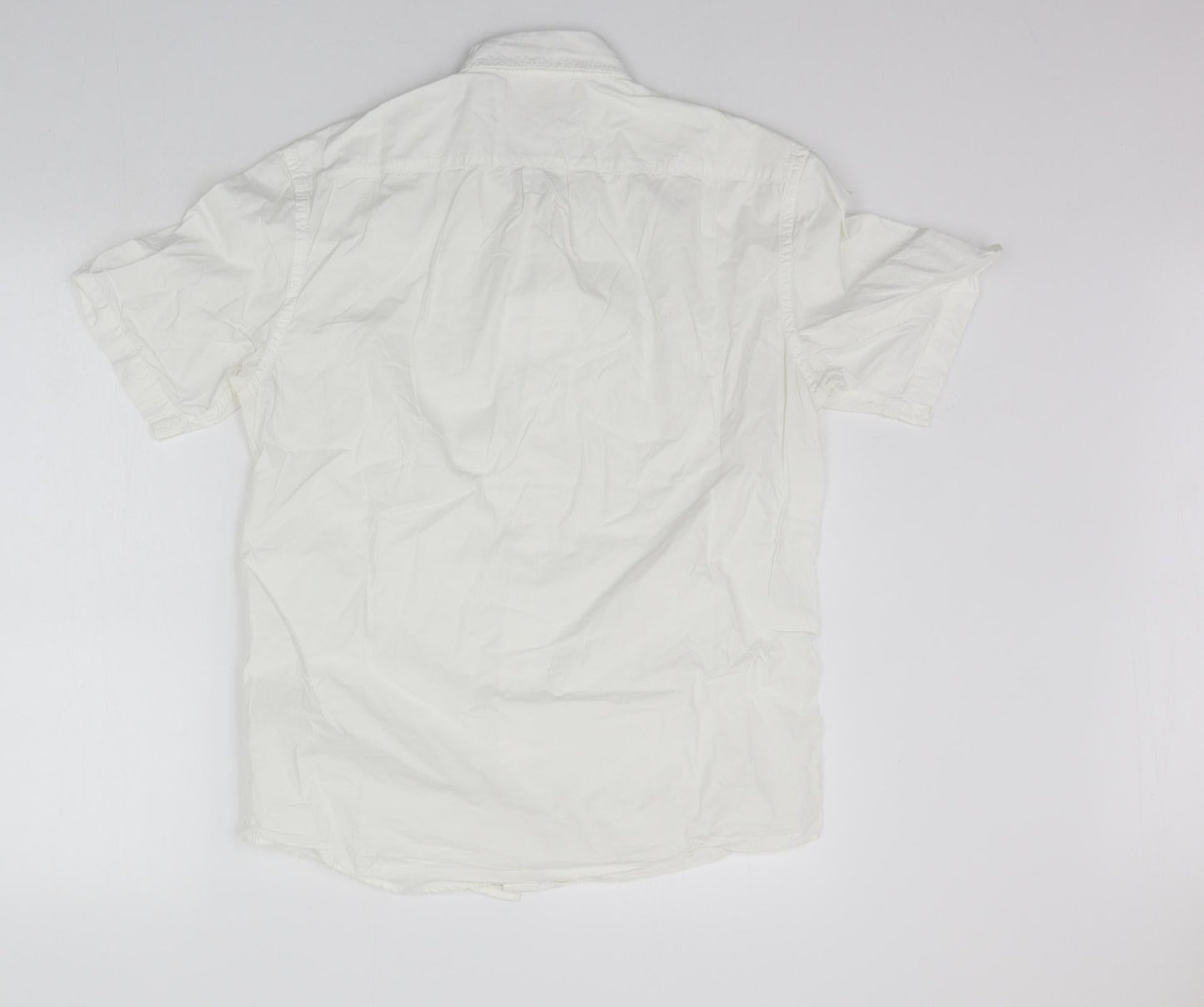 Mens UK Size S H&M White  Button-Up Short Sleeve Casual Shirt