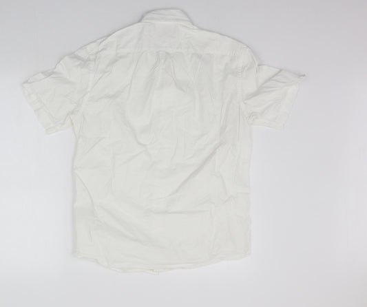 Mens UK Size S H&M White  Button-Up Short Sleeve Casual Shirt