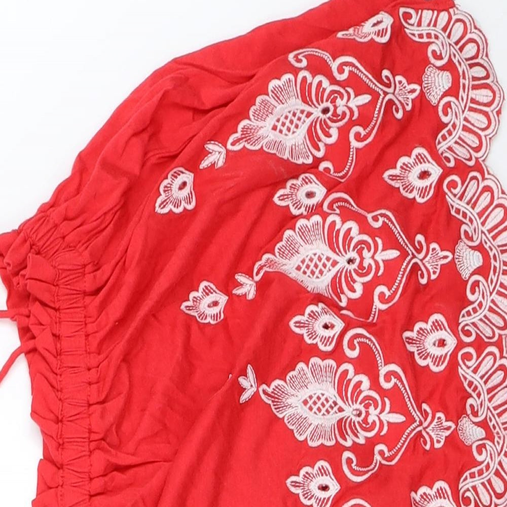 Womens UK Size 8 New Look Red Basic Blouse