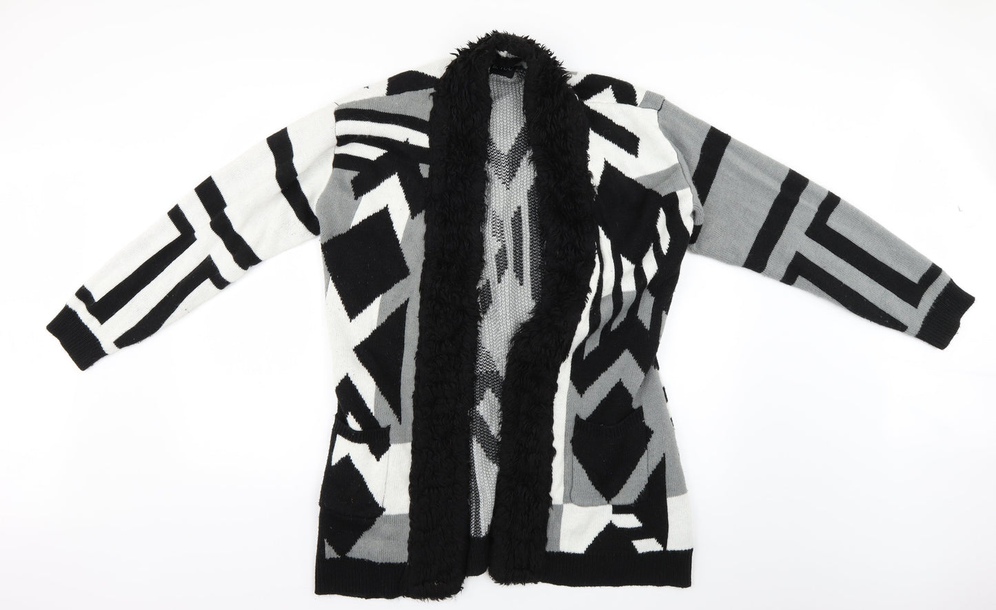 b.you Womens Multicoloured Geometric  Overcoat Coat Size 14