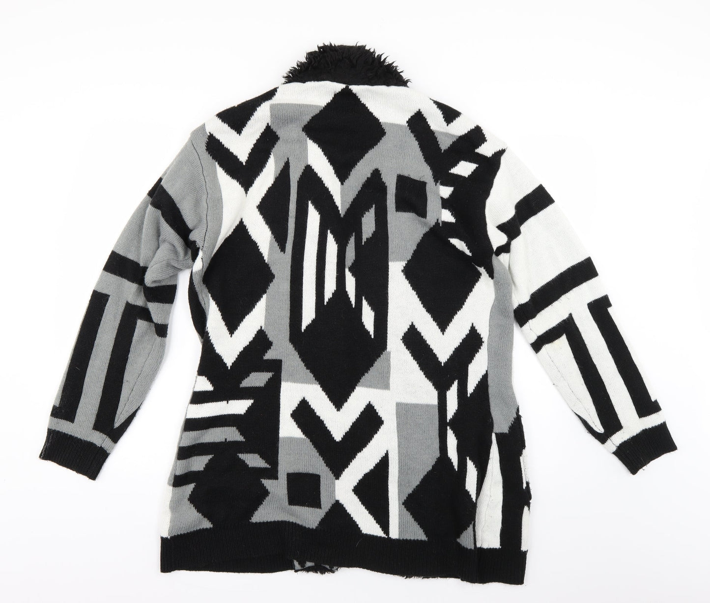 b.you Womens Multicoloured Geometric  Overcoat Coat Size 14