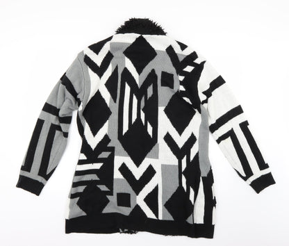 b.you Womens Multicoloured Geometric  Overcoat Coat Size 14