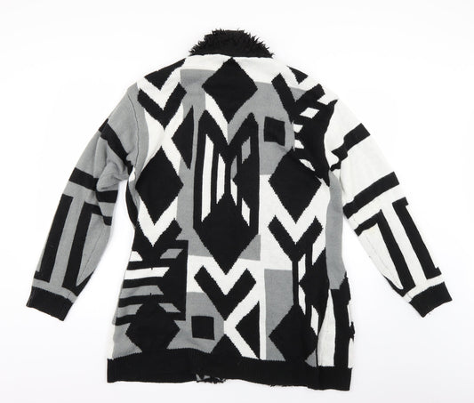 b.you Womens Multicoloured Geometric  Overcoat Coat Size 14