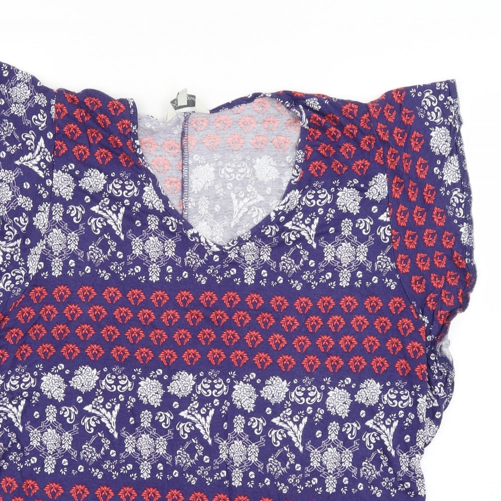 Womens UK Size 14 Peacocks Blue Basic Button-Up