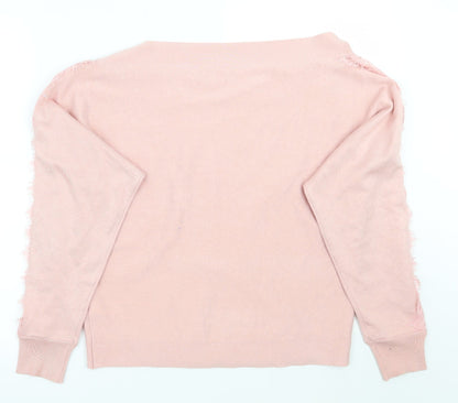 Womens UK Size 10 Apricot Pink Pullover Jumper