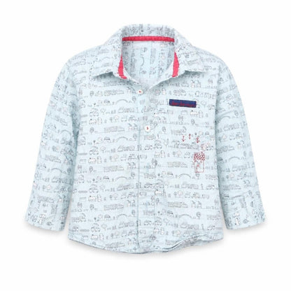 5 10 15 Boys Blue Geometric  Basic Button-Up Size 12 Months