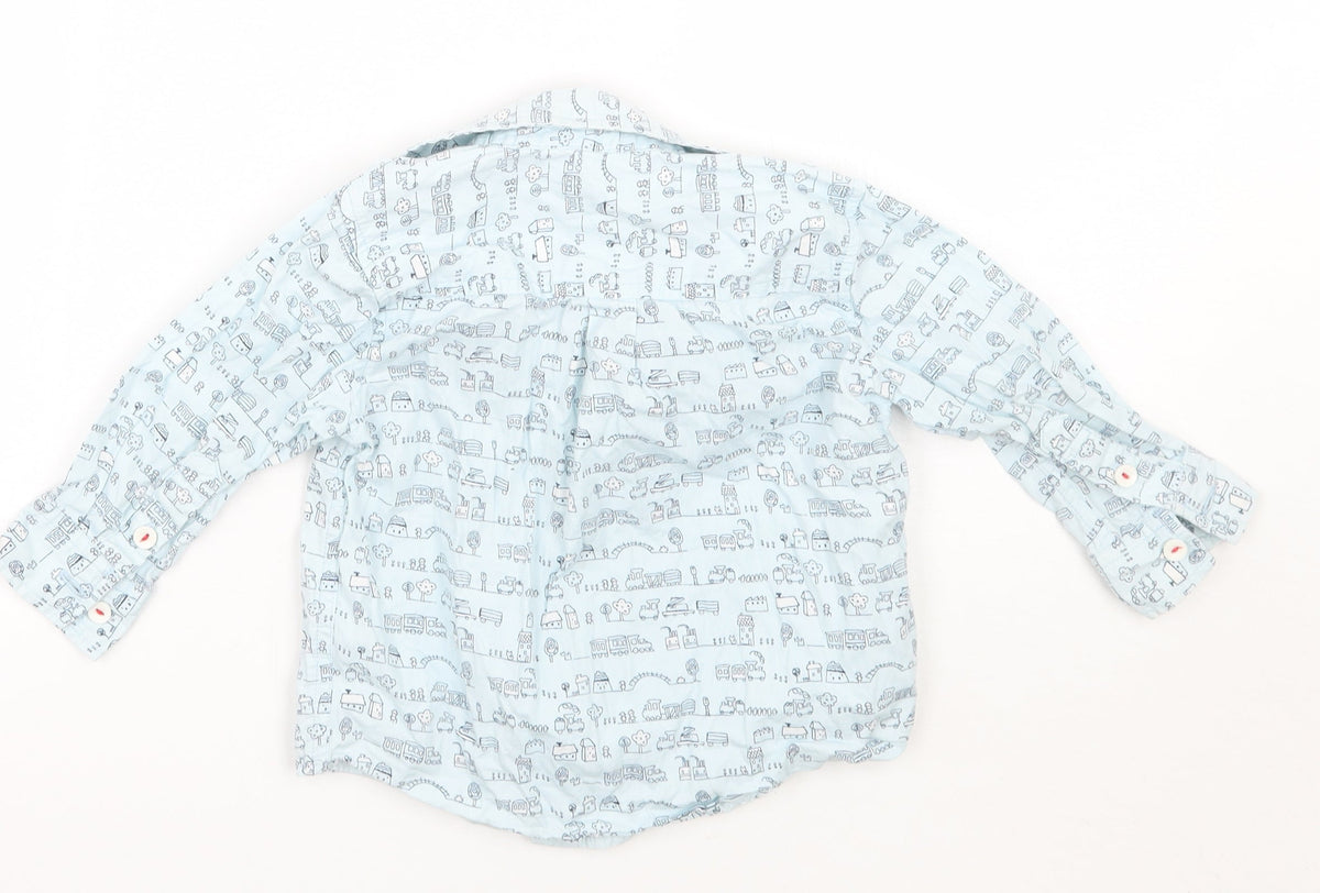 5 10 15 Boys Blue Geometric  Basic Button-Up Size 12 Months