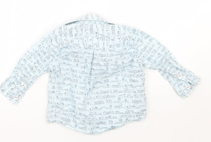 5 10 15 Boys Blue Geometric  Basic Button-Up Size 12 Months