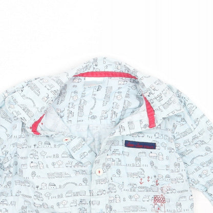 5 10 15 Boys Blue Geometric  Basic Button-Up Size 12 Months