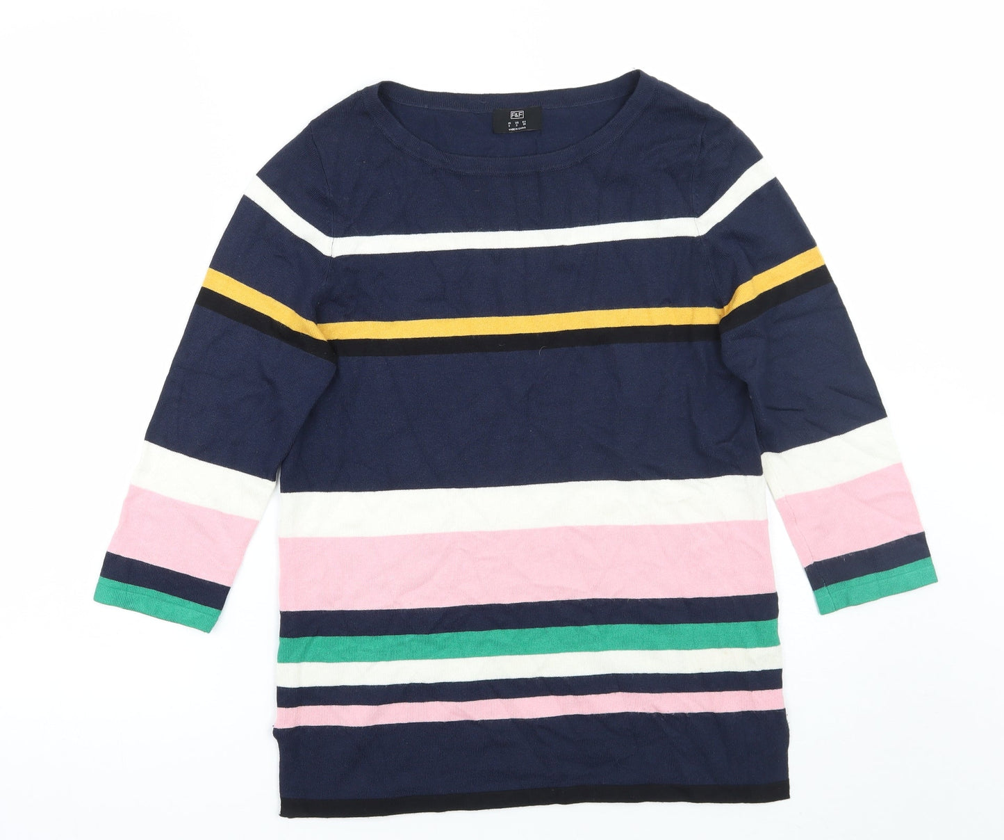 F&F Womens Blue Striped  Pullover Jumper Size 6