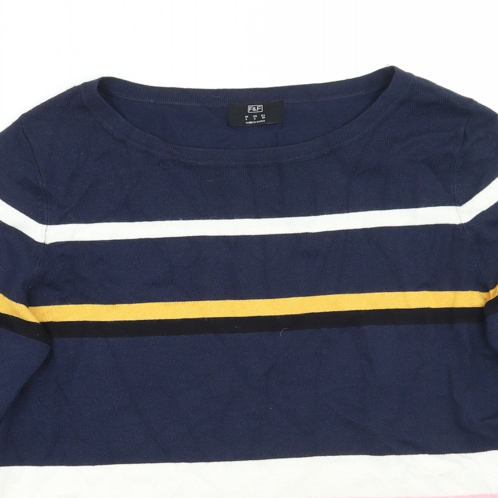 F&F Womens Blue Striped  Pullover Jumper Size 6