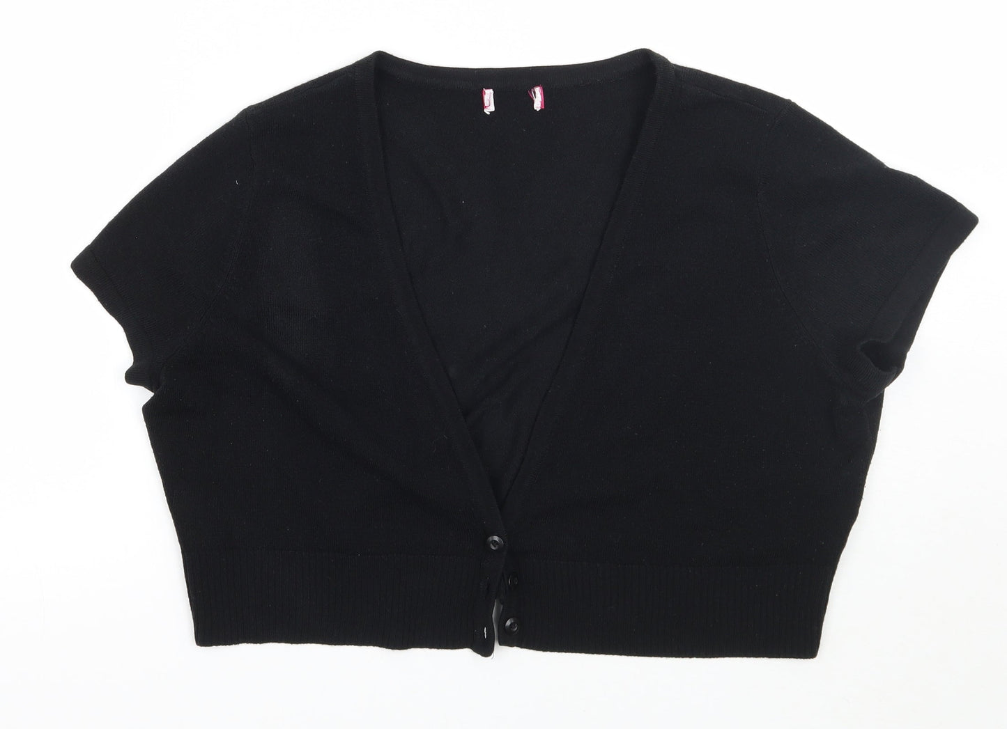 Womens UK Size 18 Petite Black Cardigan Jumper
