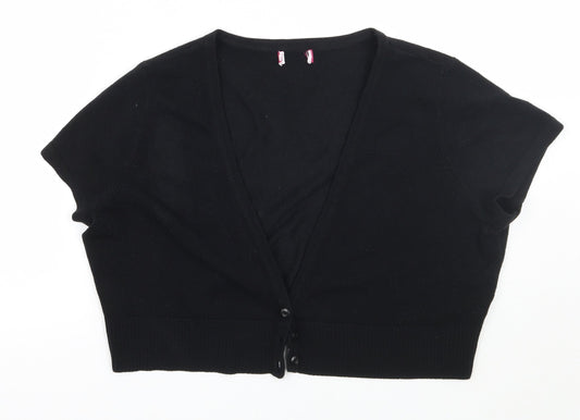 Womens UK Size 18 Petite Black Cardigan Jumper