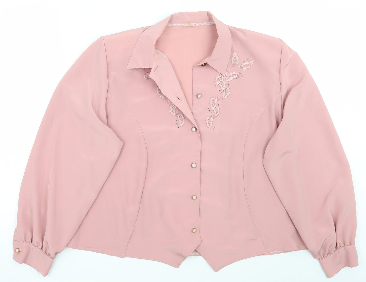 Galmes Womens Pink Floral  Basic Button-Up Size L