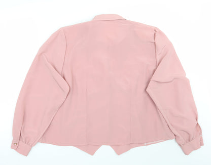 Galmes Womens Pink Floral  Basic Button-Up Size L