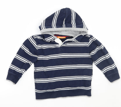Duck & Dodge Boys Blue Striped  Pullover Hoodie Size 4 Years